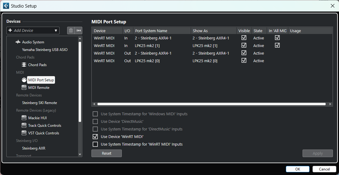 MIDI Port Setup MIDI Port Setup