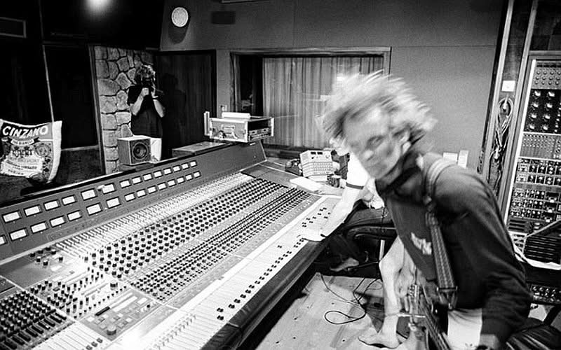 Sting mid-bass overdub, AIR Studios Montserrat, 1981 during the Ghost In The Machine sessions, 📸Andy Summers