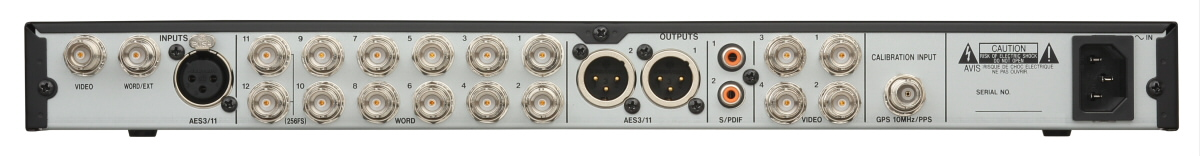 Clock input(EXT, Video, AES3)가 있는 클럭 제너레이터의 뒷 면 모습 Clock input(EXT, Video, AES3)가 있는 클럭 제너레이터의 뒷 면 모습